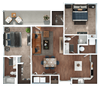 2 Bedroom 2 Bath Floor Plan at The Expo, Billings, 59106